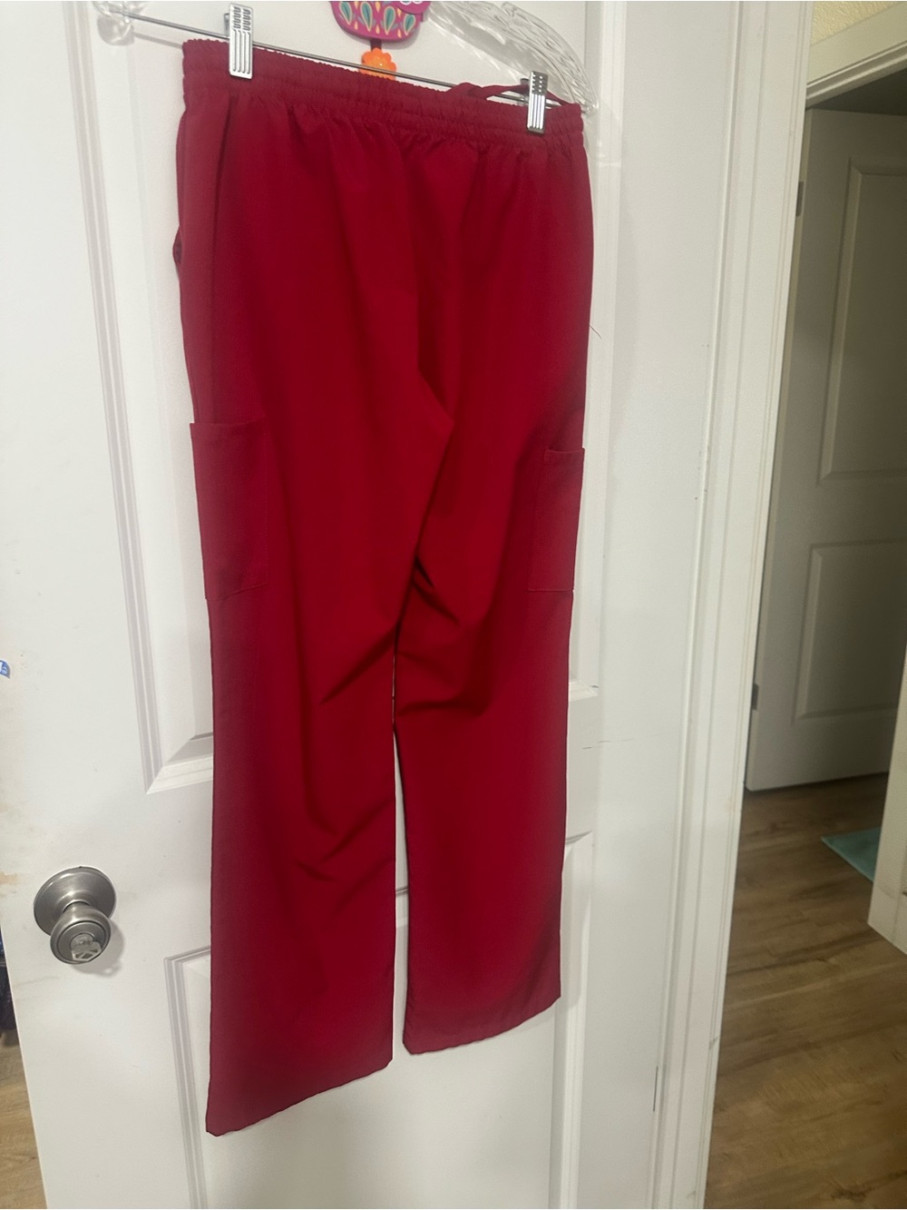 ComfortFit Women's Elastic Waist Scrub Pants - Red